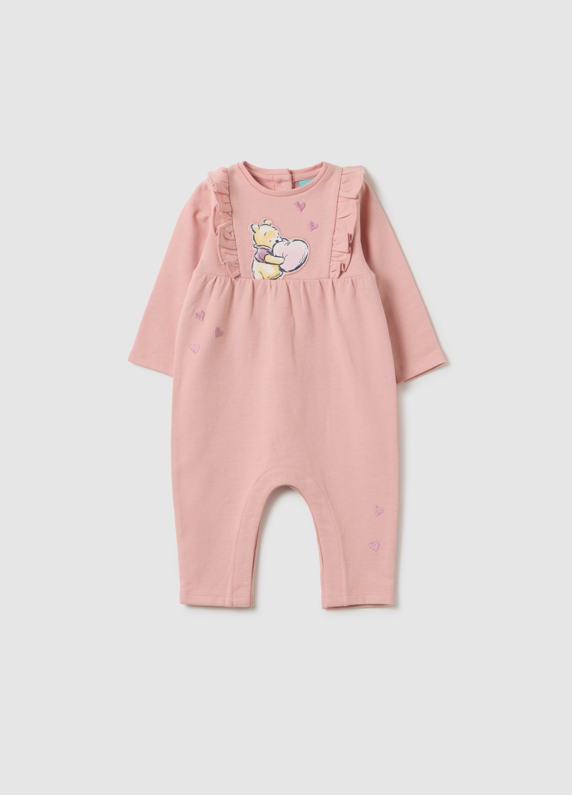 Baby girl's pink pure cotton sleepsuit