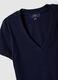Blue stretch cotton T-shirt with deep V-neck regular fit_5