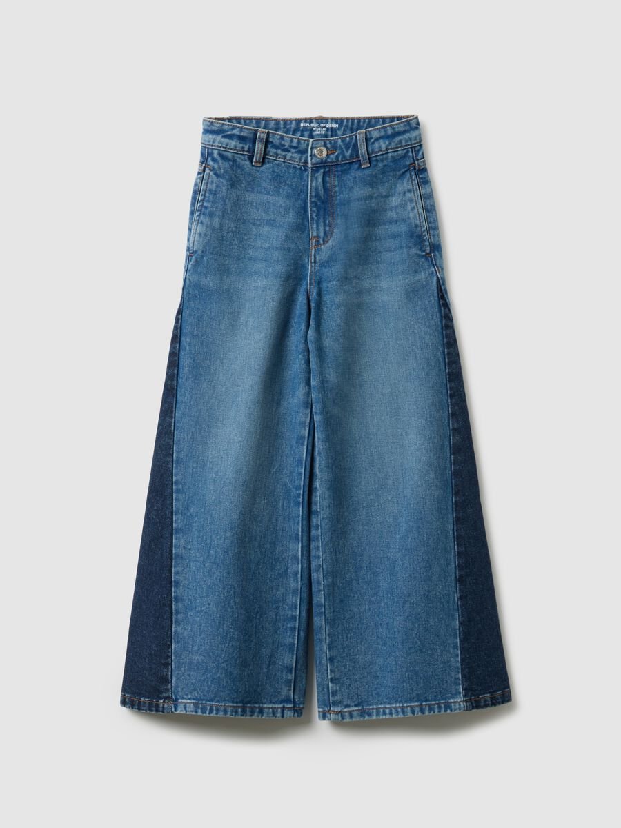 Girls' Wide Leg Blue Pure Cotton Jeans_1