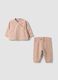 Completo rosa in puro cotone organico a maniche lunghe per neonata_0