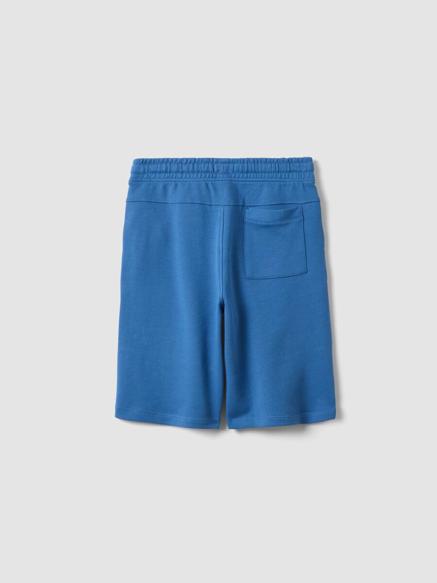 Pantaloni corti in puro cotone blu da ragazzo comfort fit_1