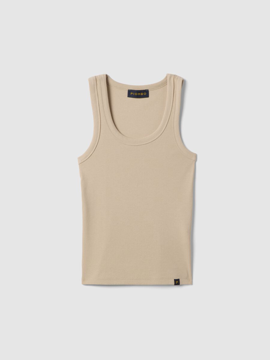 Tank top in cotone elasticizzato beige regular fit_4
