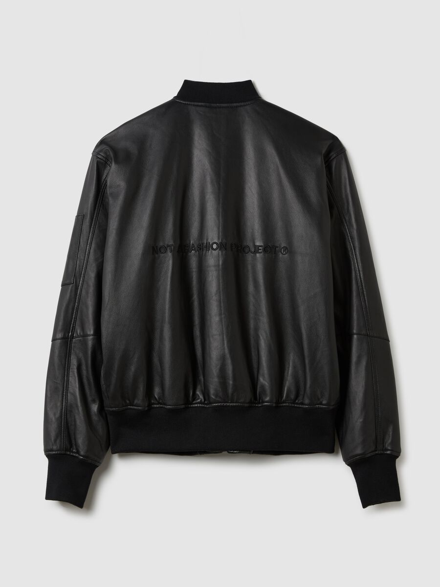 Real Leather Perfect Bomber Jacket Black_1