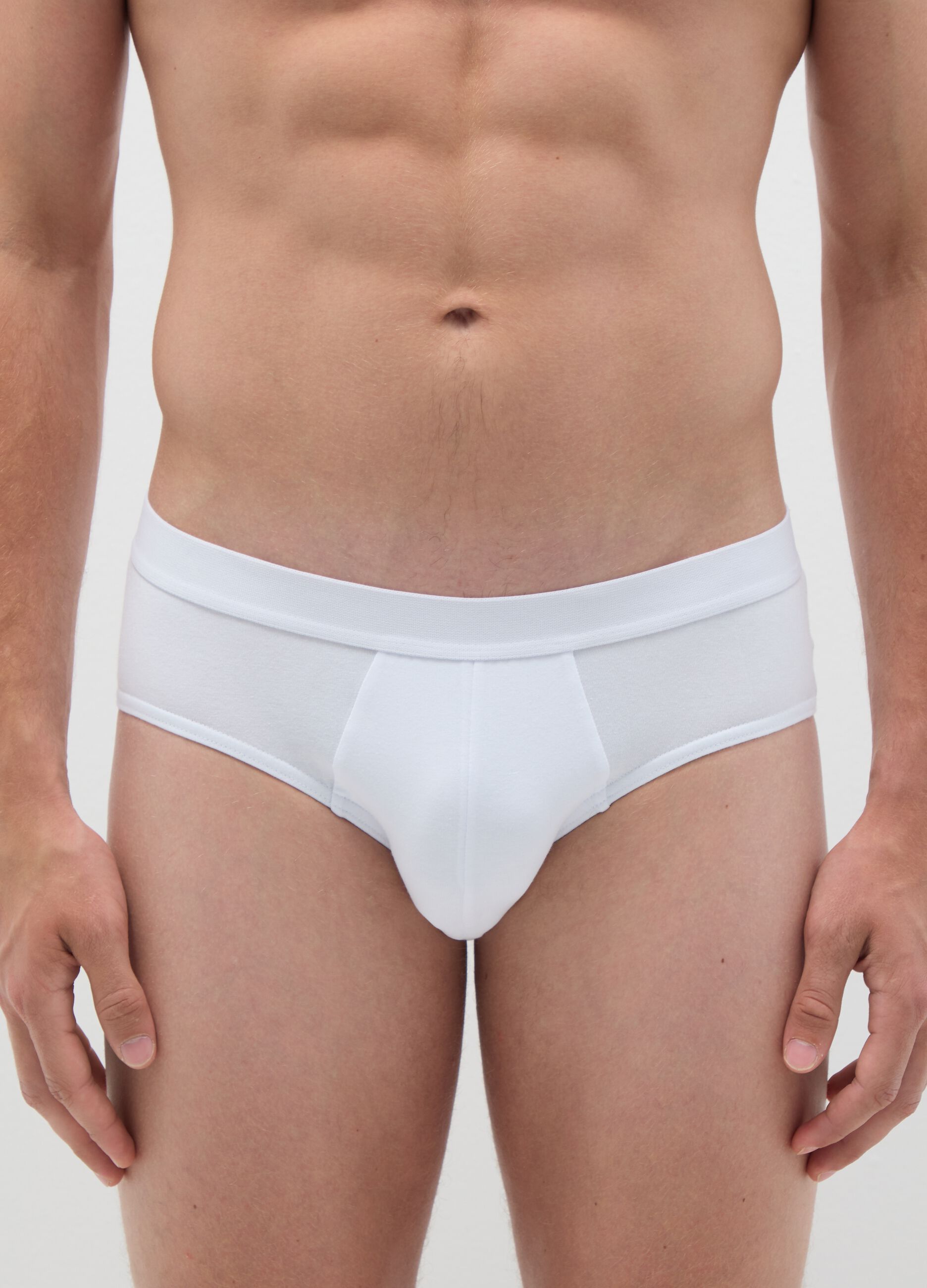Regular fit white cotton briefs