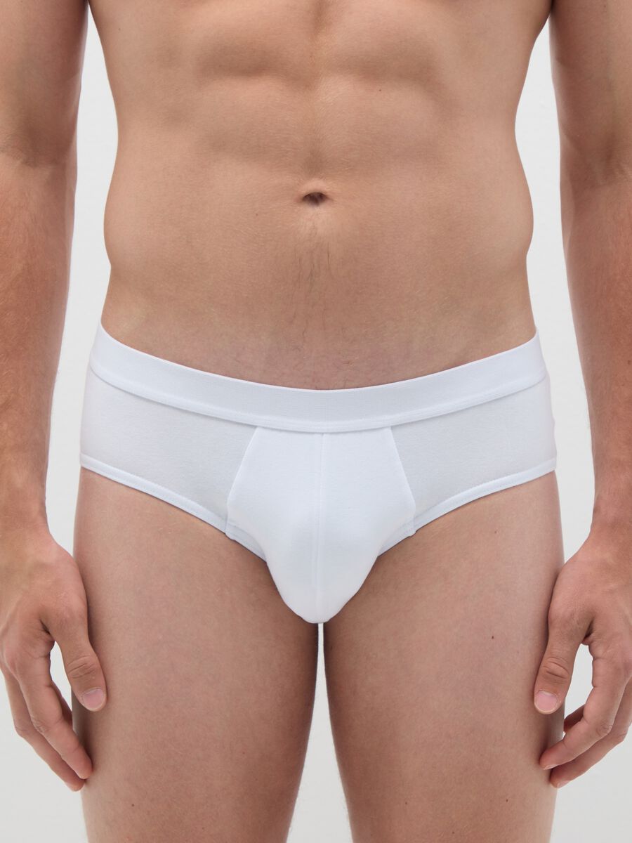 Regular fit white cotton briefs_1