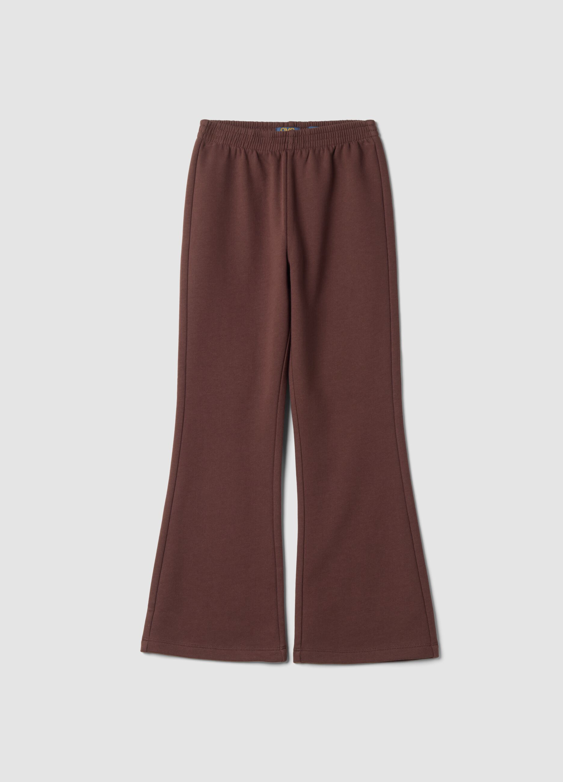 Pantaloni marroni flare in misto cotone e viscosa