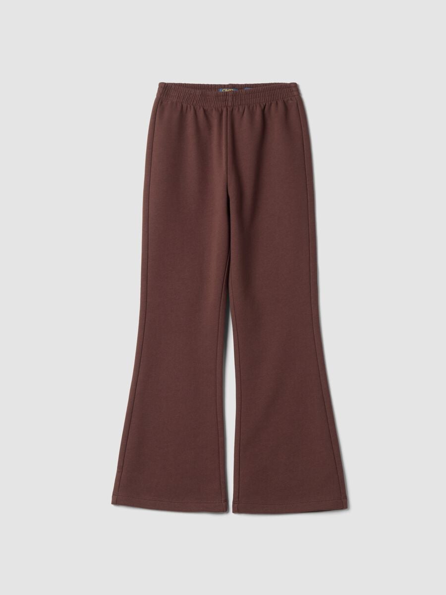 Brown flared trousers in a cotton-viscose blend_0