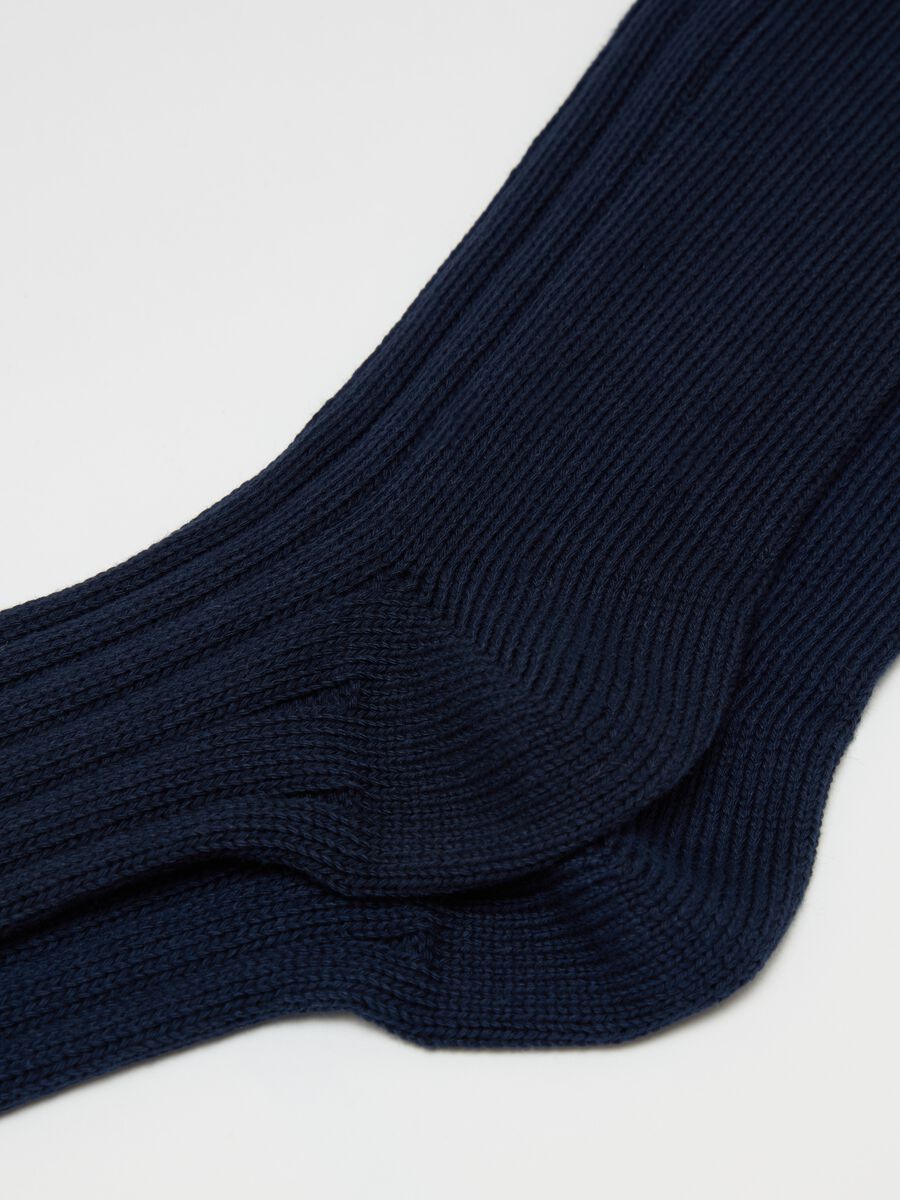 Long flat ribbed cotton socks_1