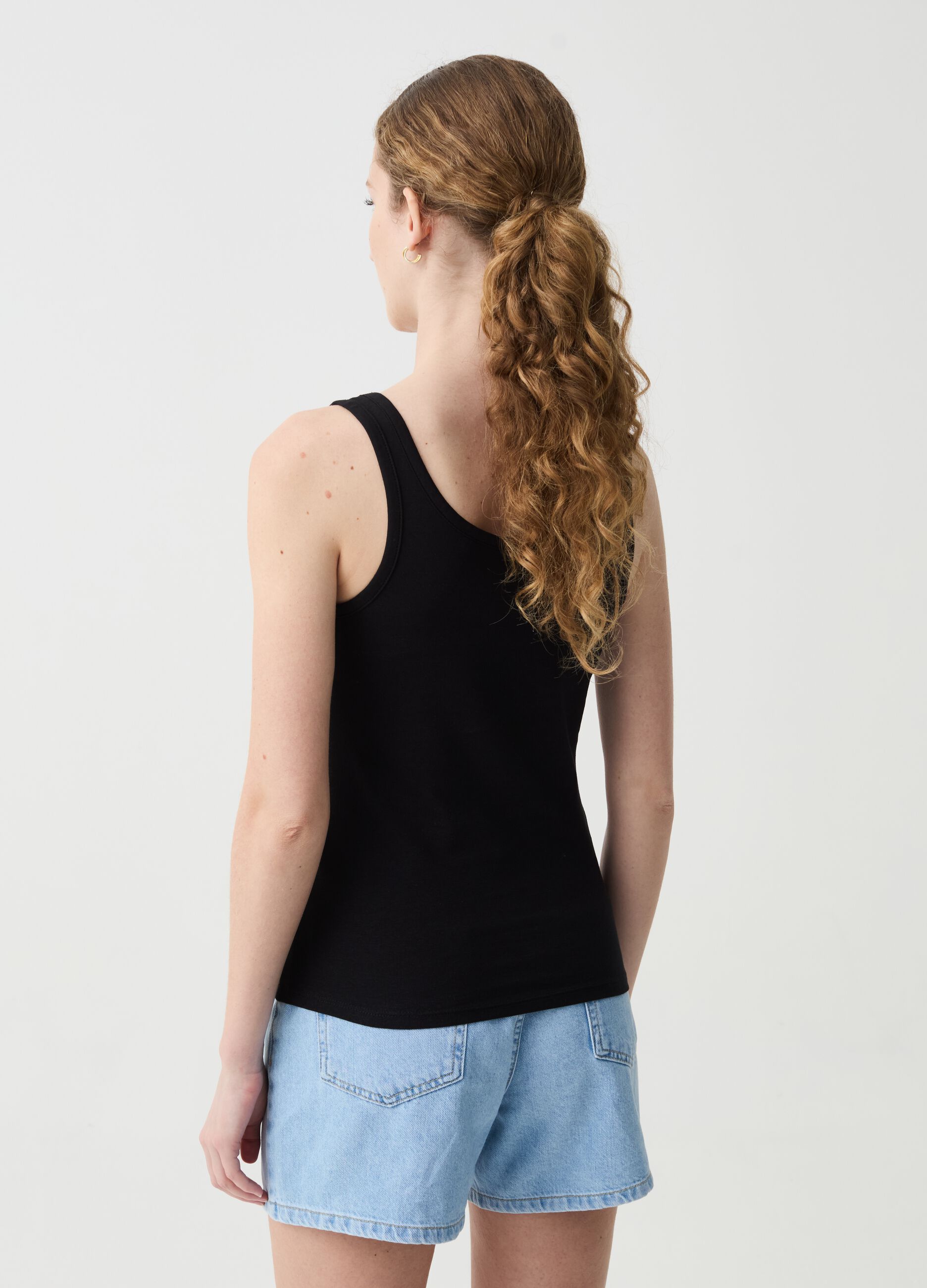 Tank top in stretch cotton