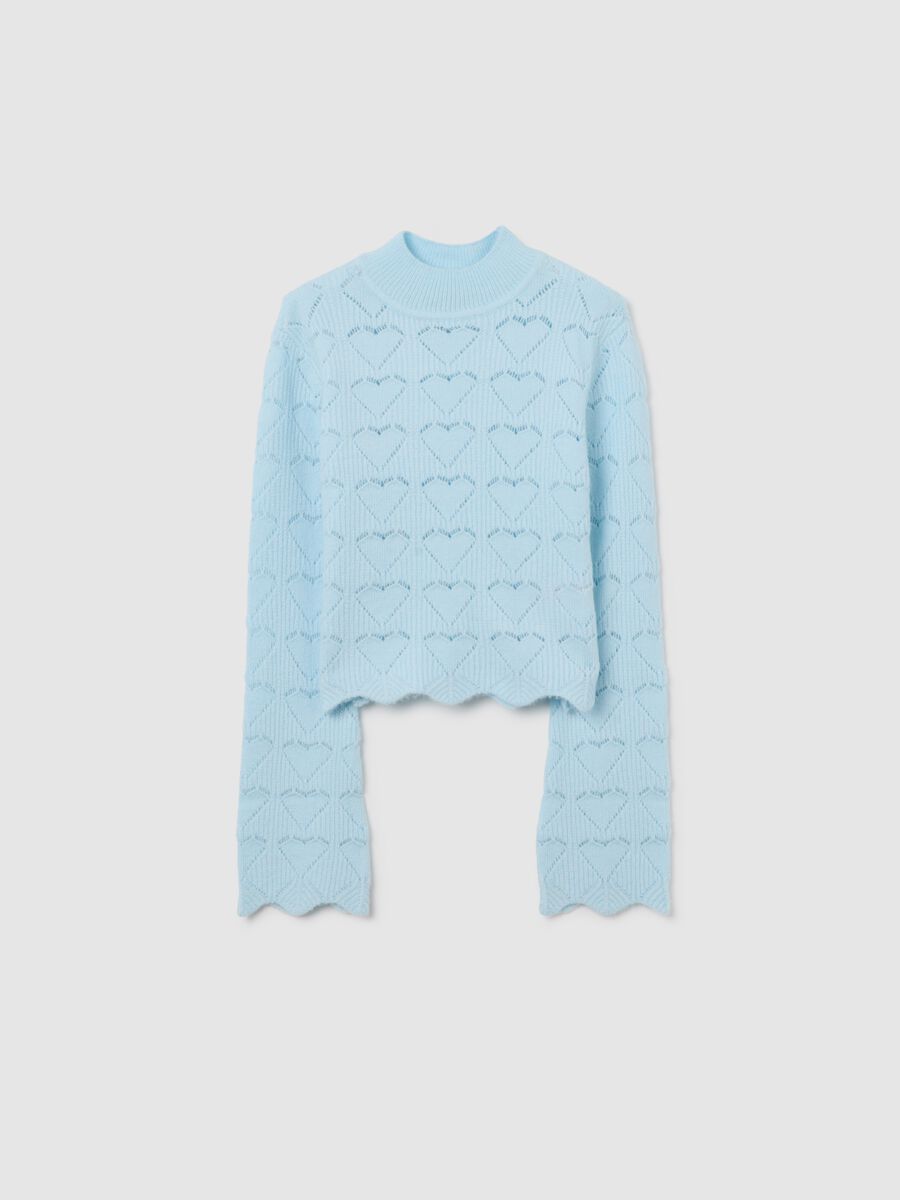 Blue sweater with heart design_0