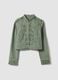 Green pure cotton jacket with concealed buttons, slim fit_0