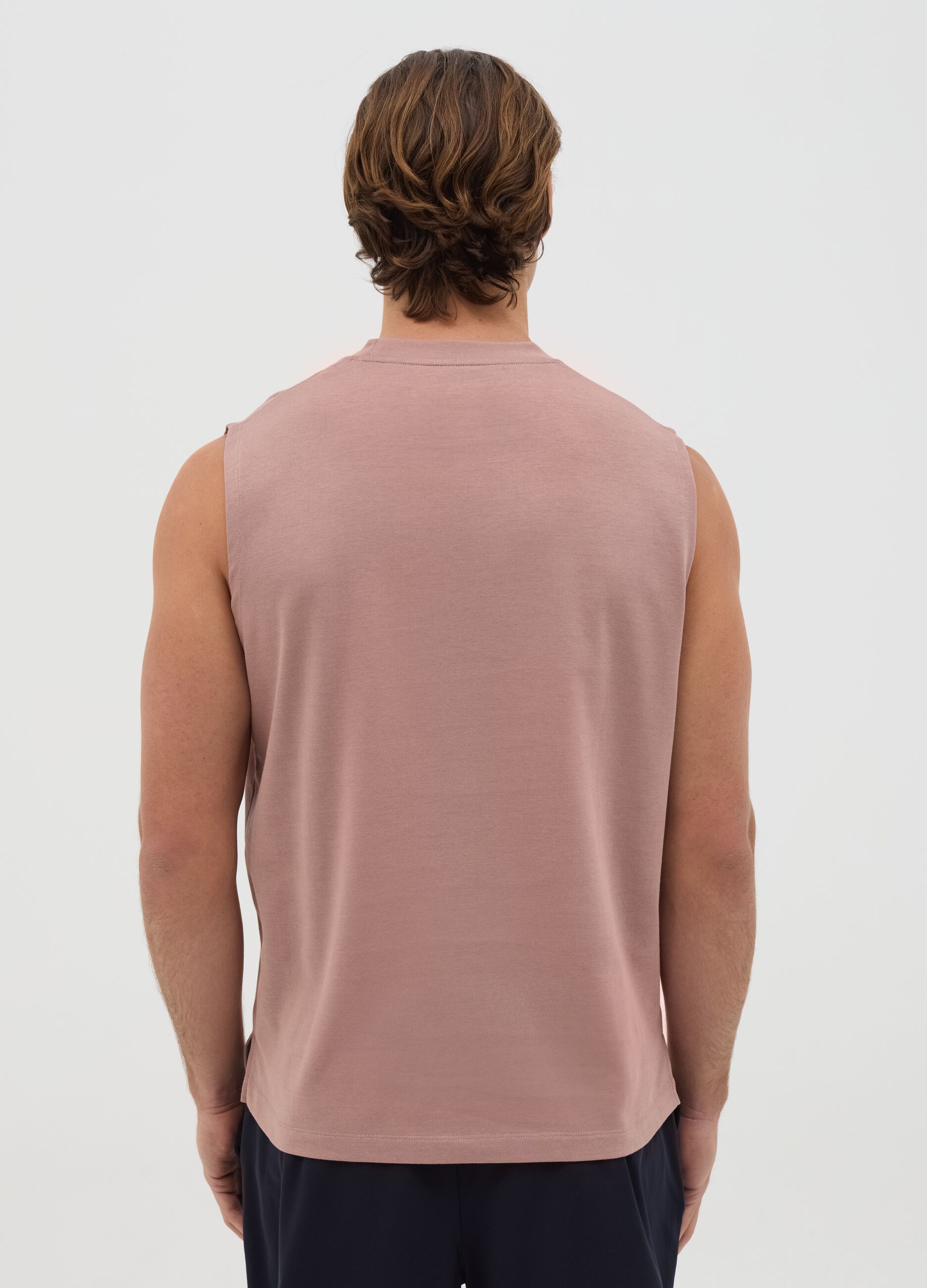 Men's pink cotton blend tank top, relaxed fit
