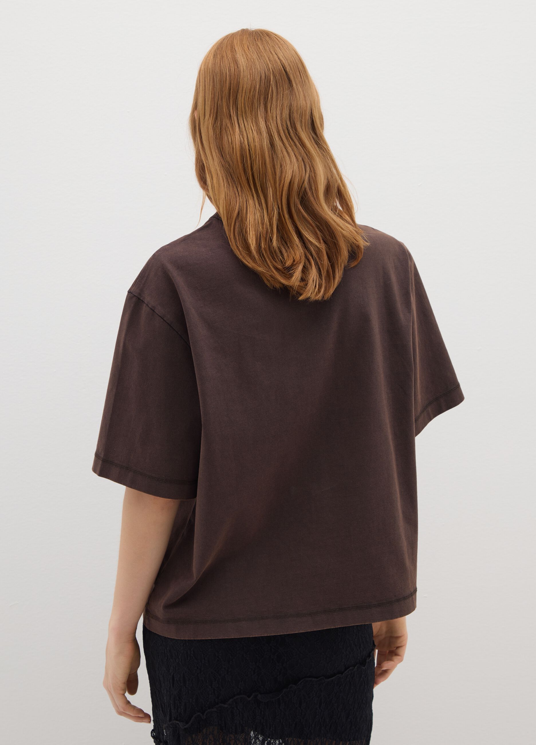 Women's brown pure cotton T-shirt