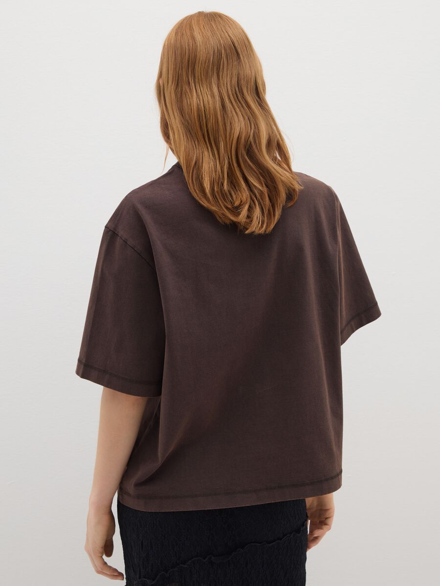 Women's brown pure cotton T-shirt_3