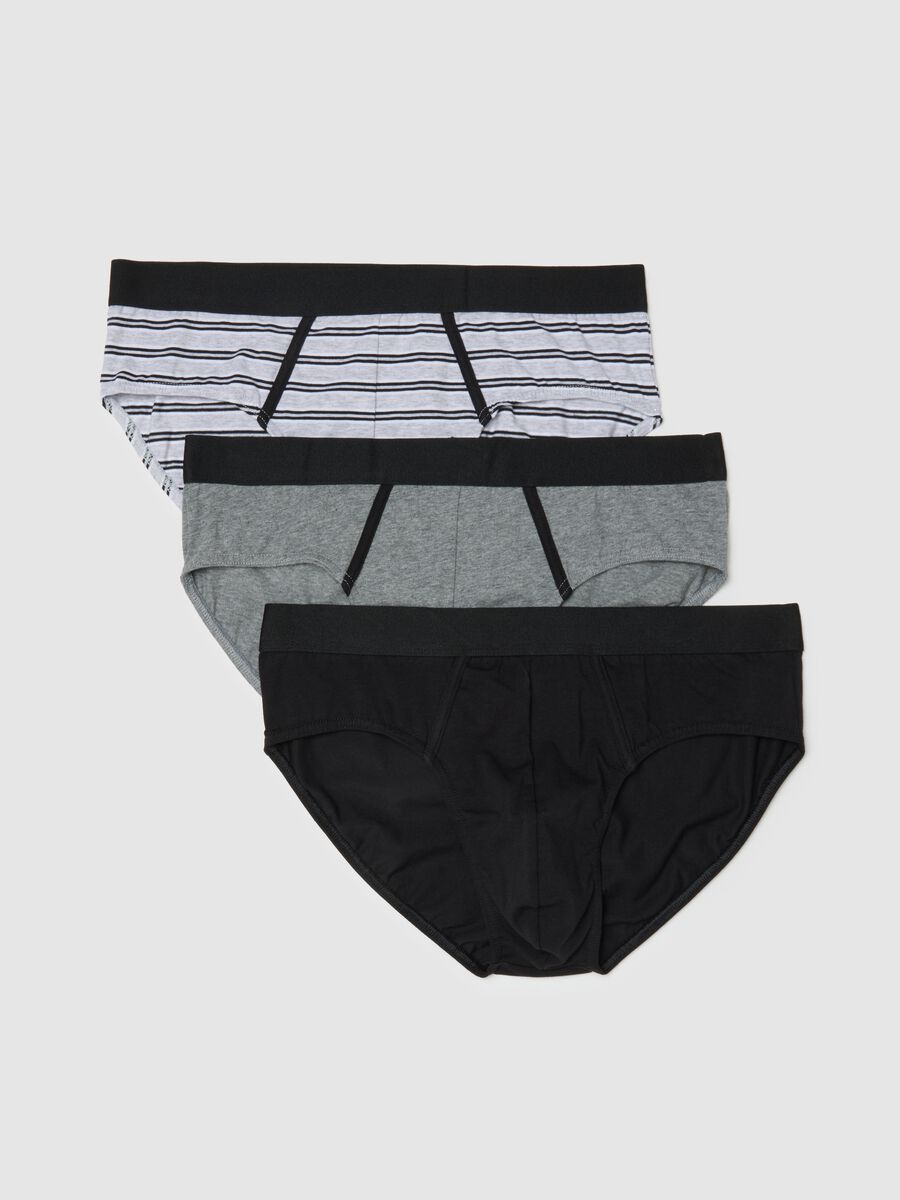 Multicolour stretch cotton fitted briefs tripack_4