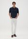 White Stretch Cotton Slim Fit Trousers_0
