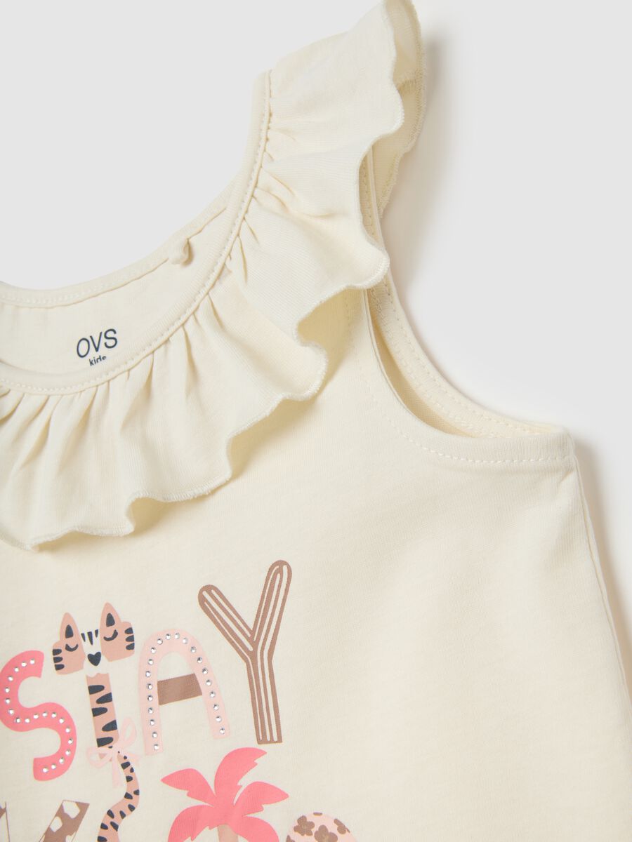 Girls' Beige Cotton Top and Shorts Set_2