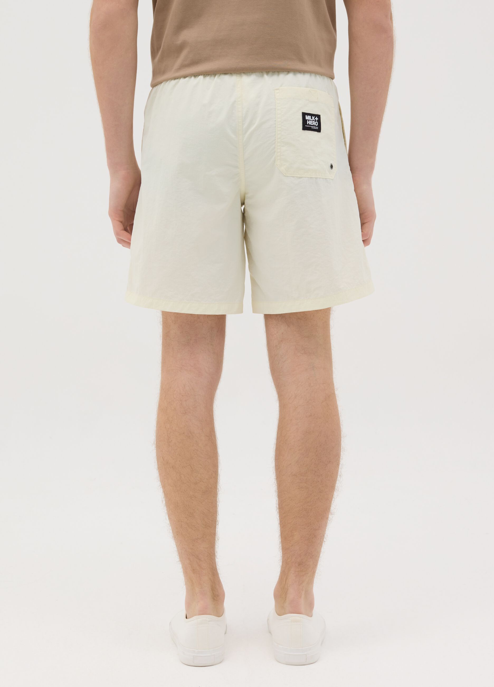 Boxer da uomo in bianco regular fit con elastico e coulisse