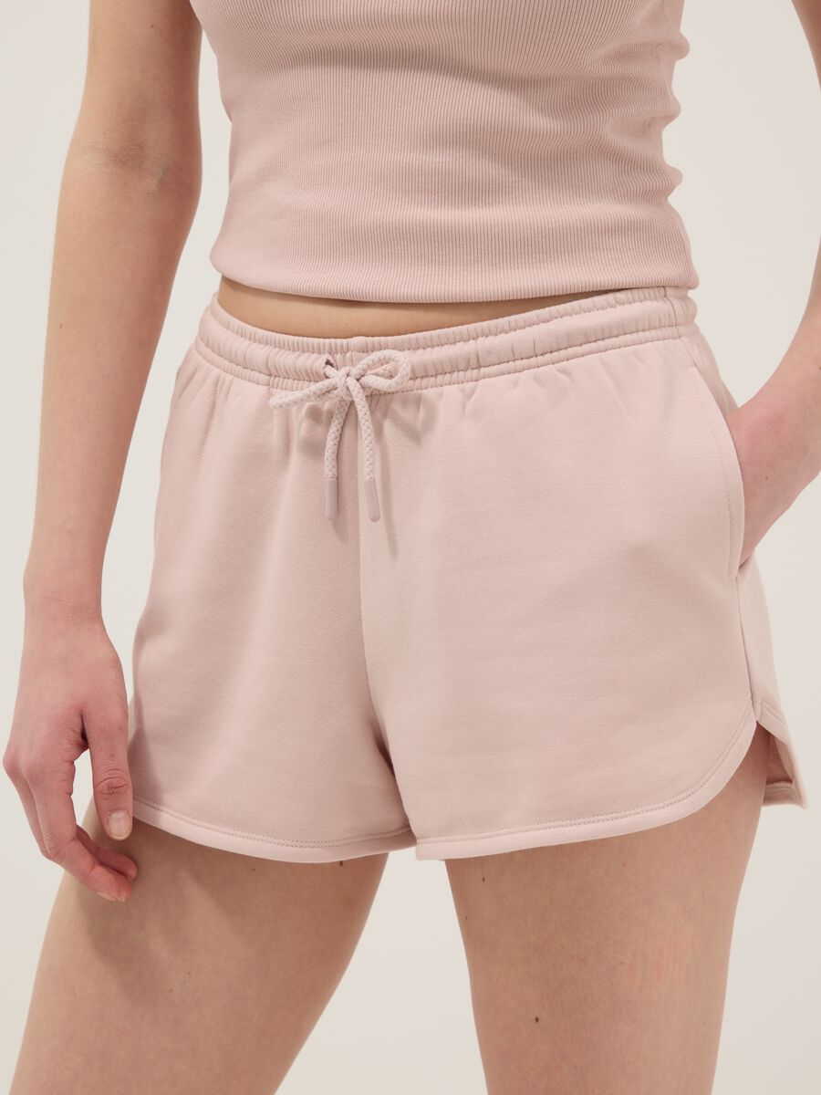 Shorts in misto cotone rosa regular fit con coulisse_3