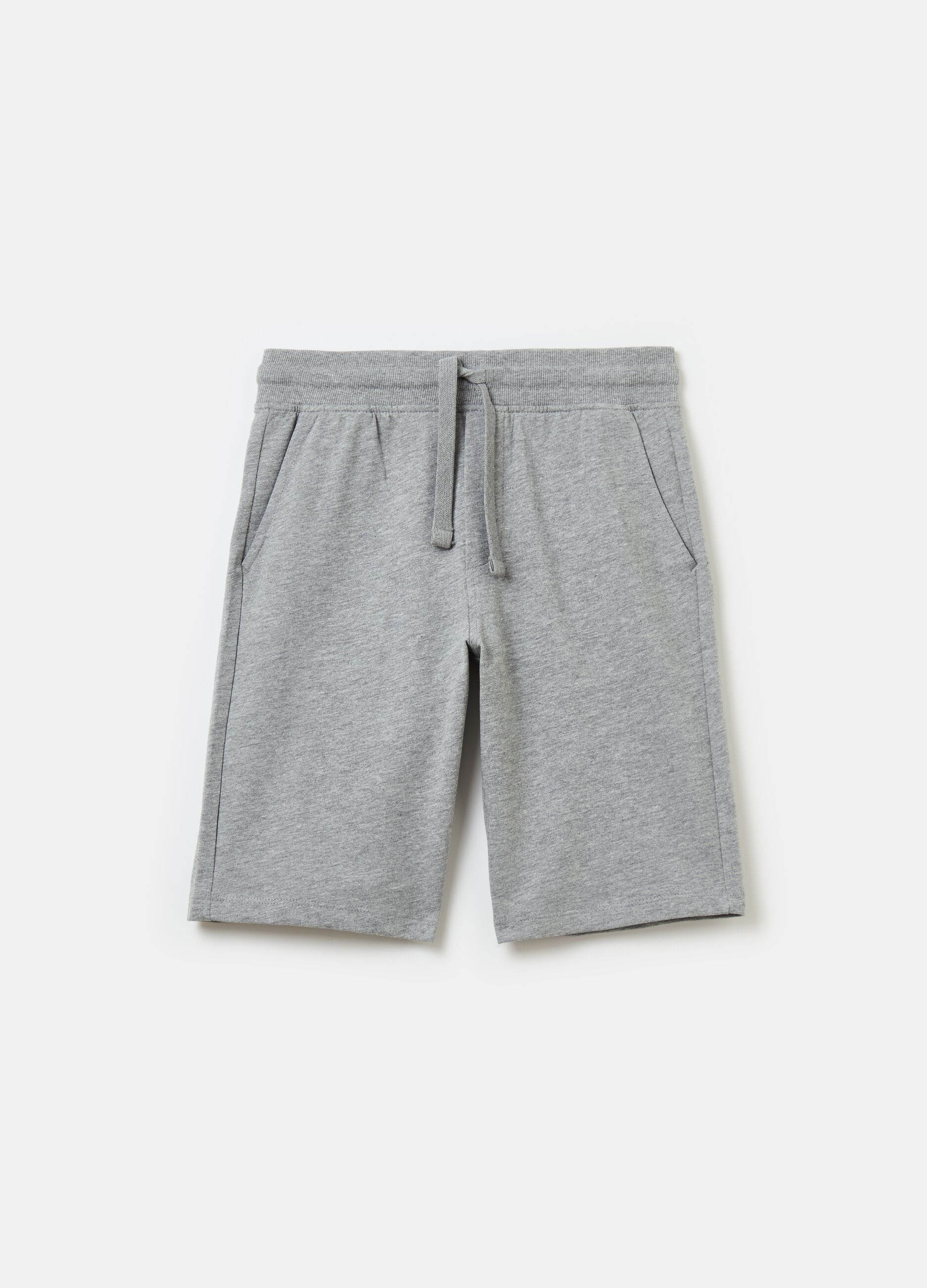 Bermuda shorts in French terry with drawstring