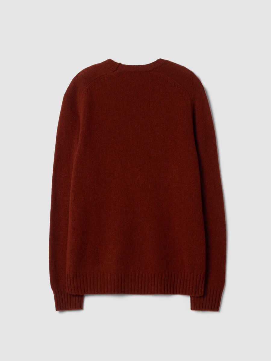 Maglione girocollo arancione in pura lana regular fit_2