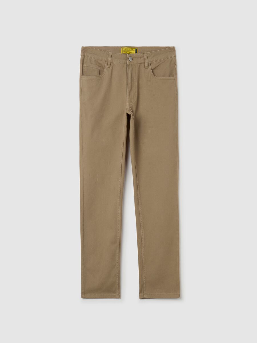 Regular-fit chino trousers with micro pattern_4