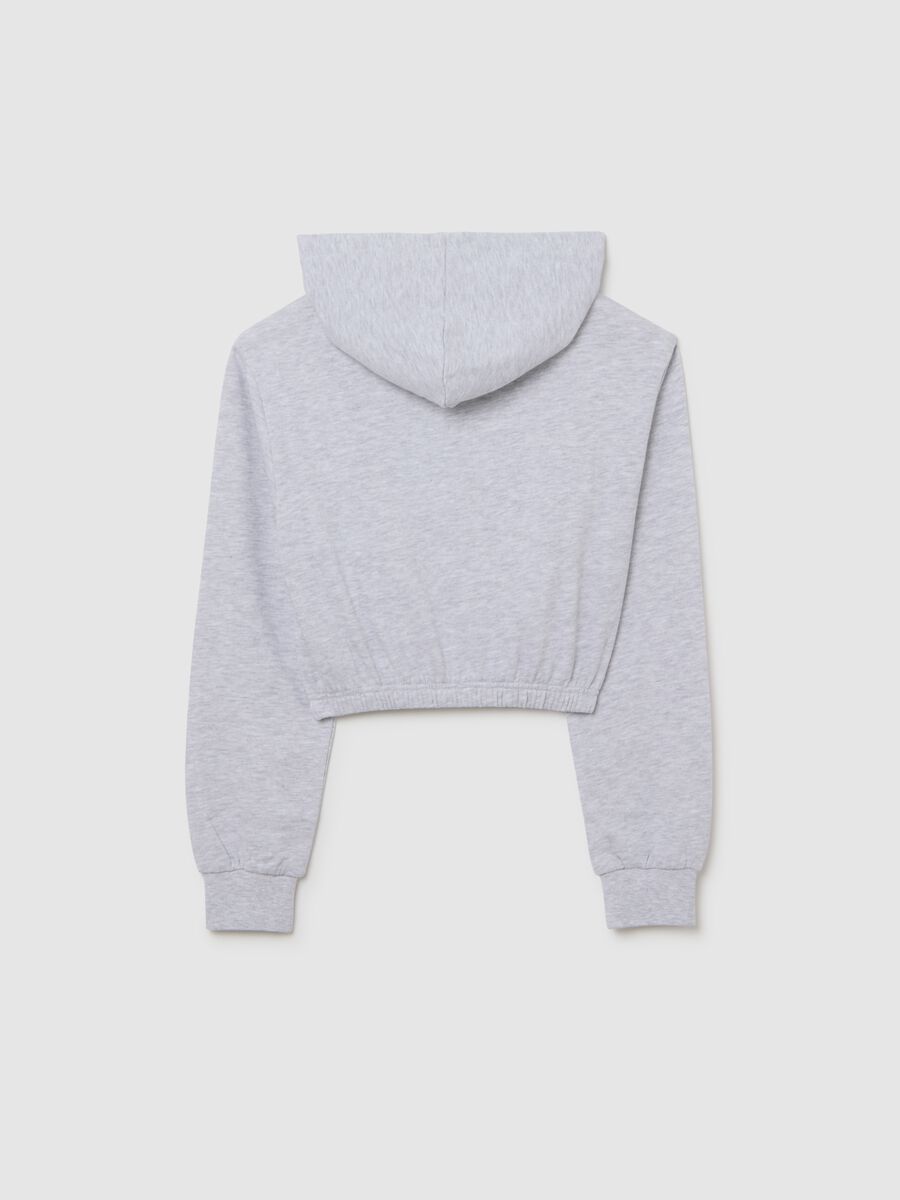 Felpa grigia da ragazza in misto cotone fitted full zip con cappuccio_4