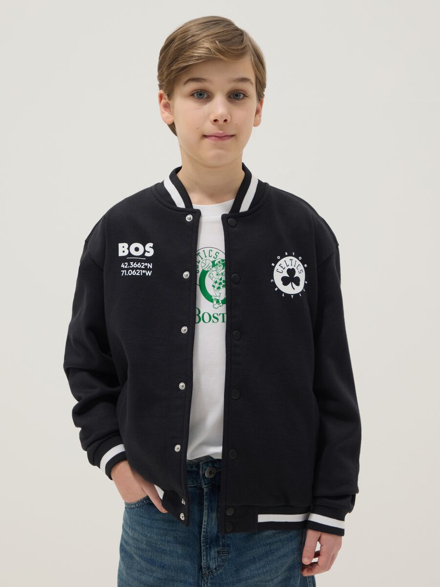 Children's regular fit black cotton-blend jacket with Celtics embroidery_0