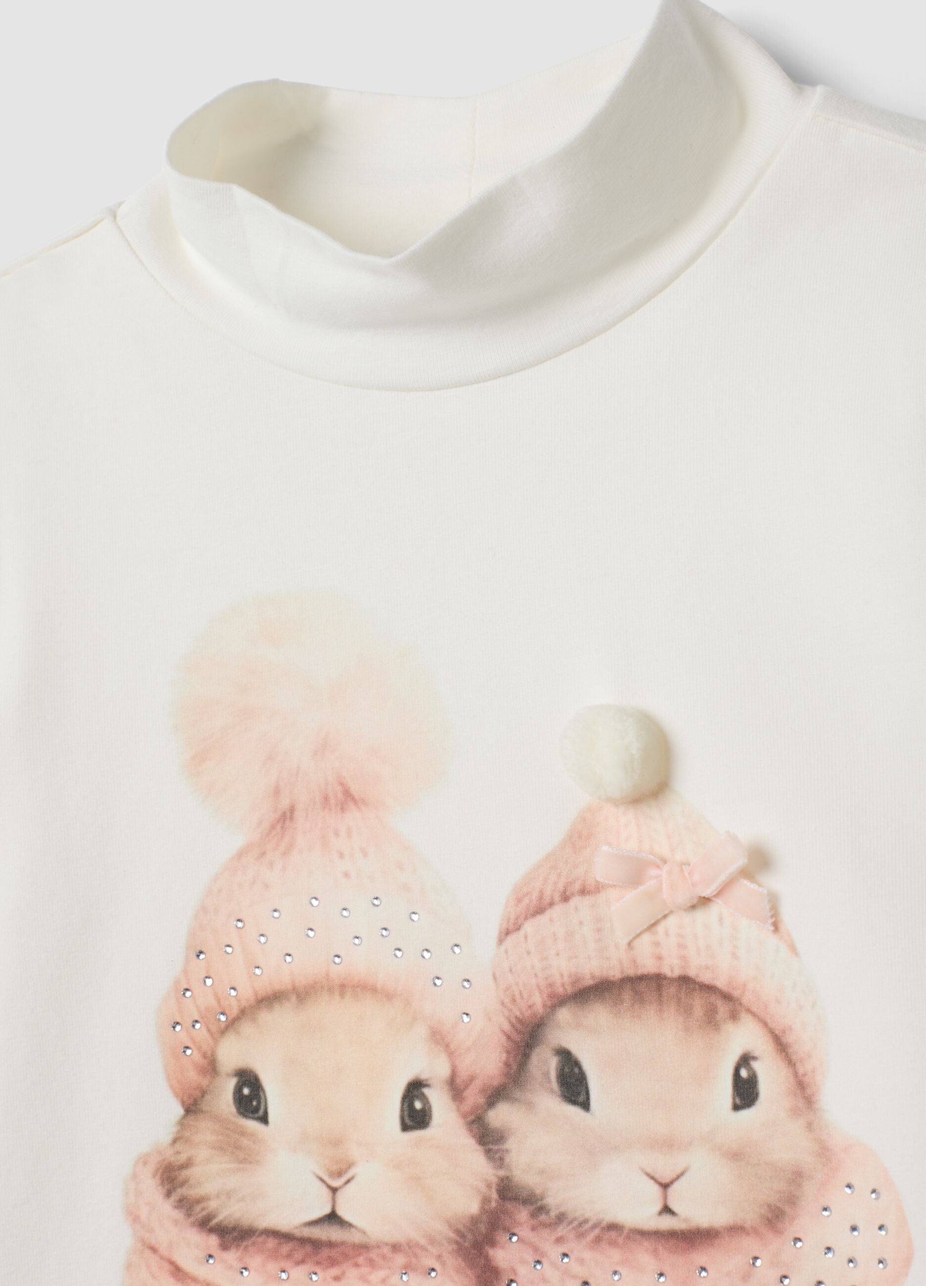 White stretch cotton crew-neck T-shirt