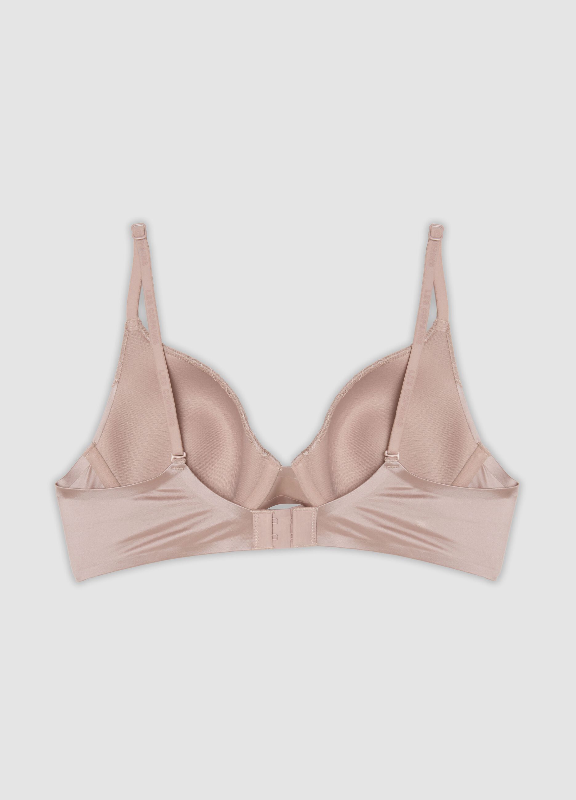 Pink stretch microfibre bra with lace