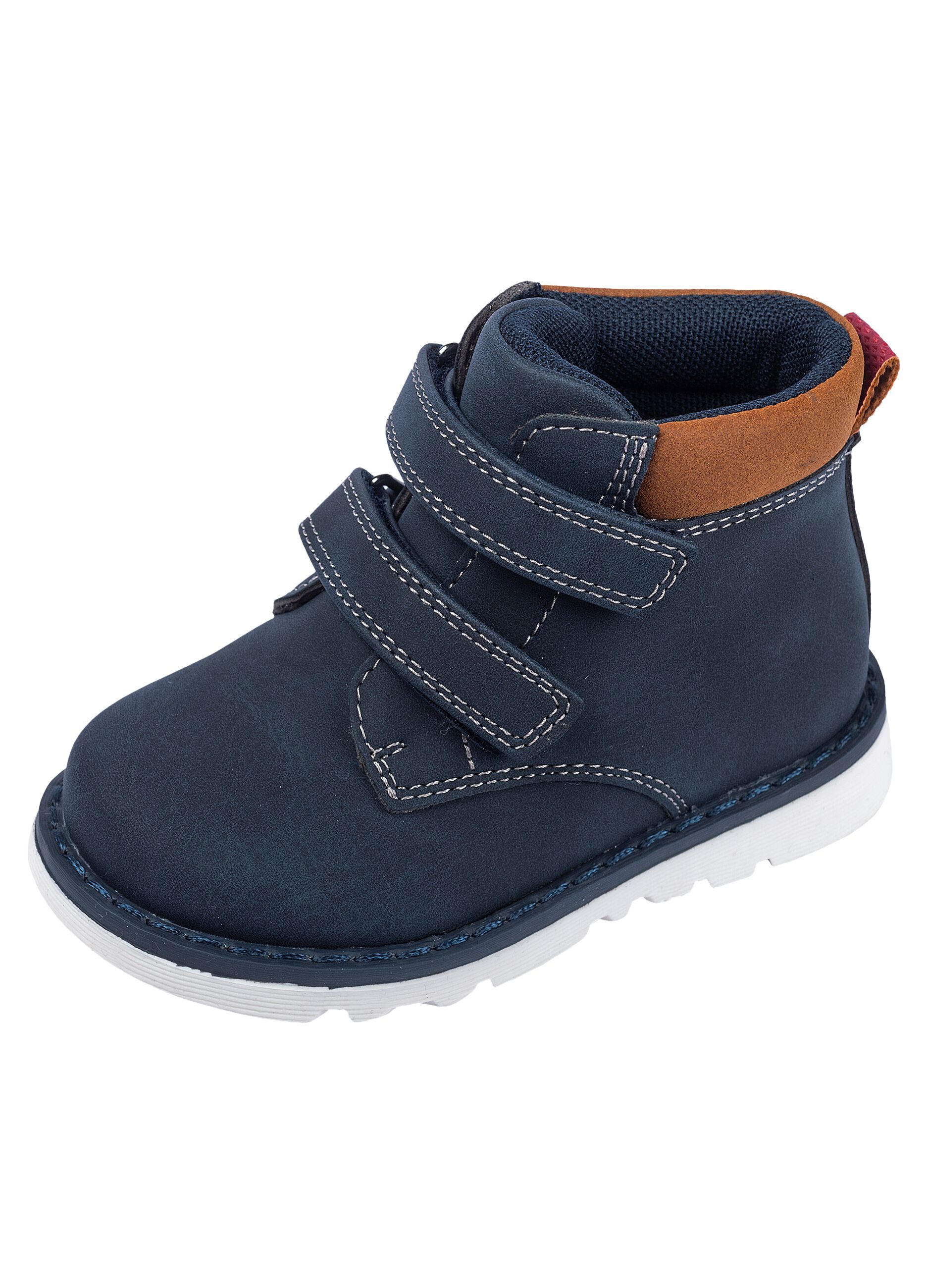 Blue ankle boots in mixed materials