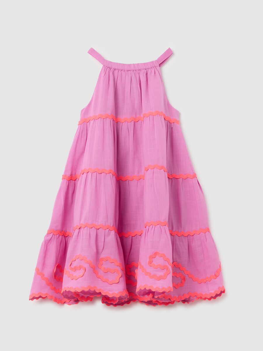 Abito da neonata in puro cotone multicolor regular fit con ampie balze_1