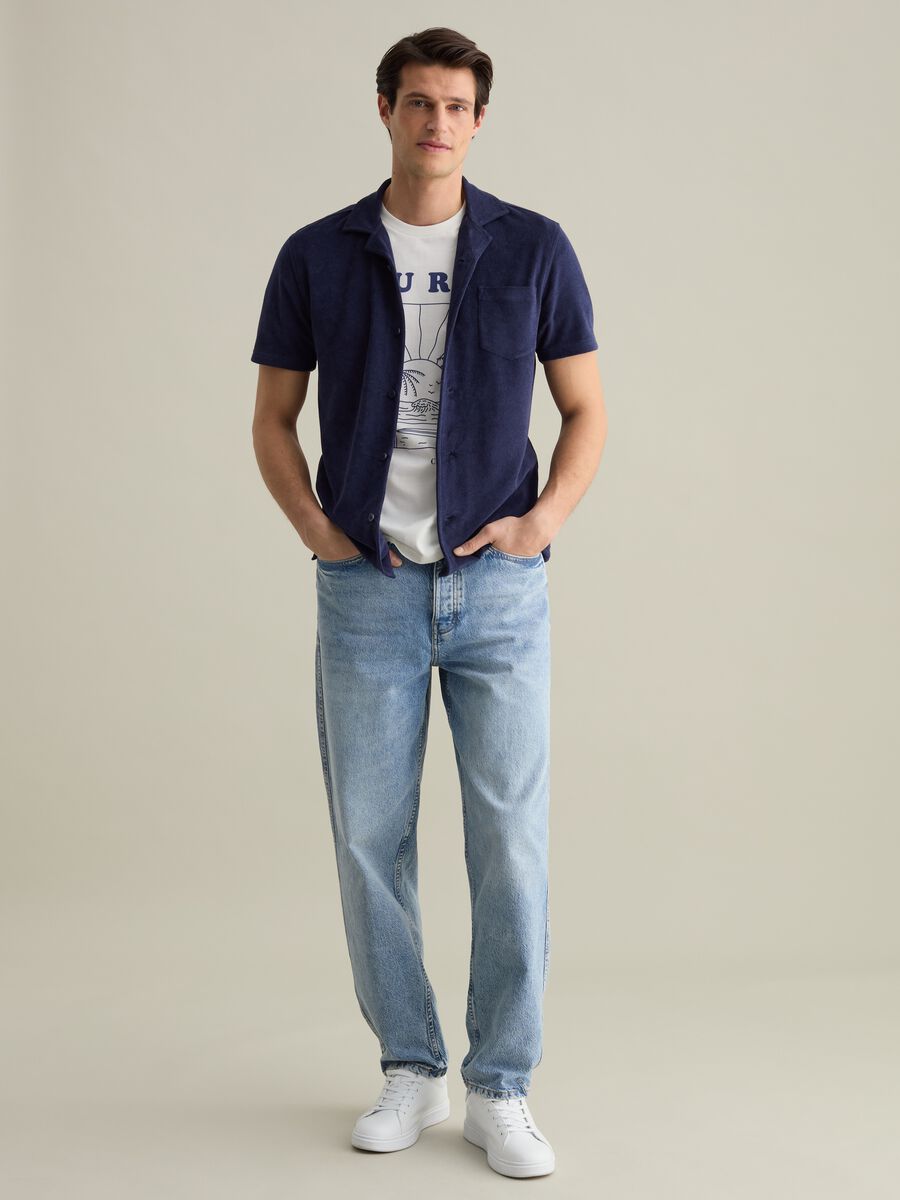 Polo shirt in chenille with pocket_1