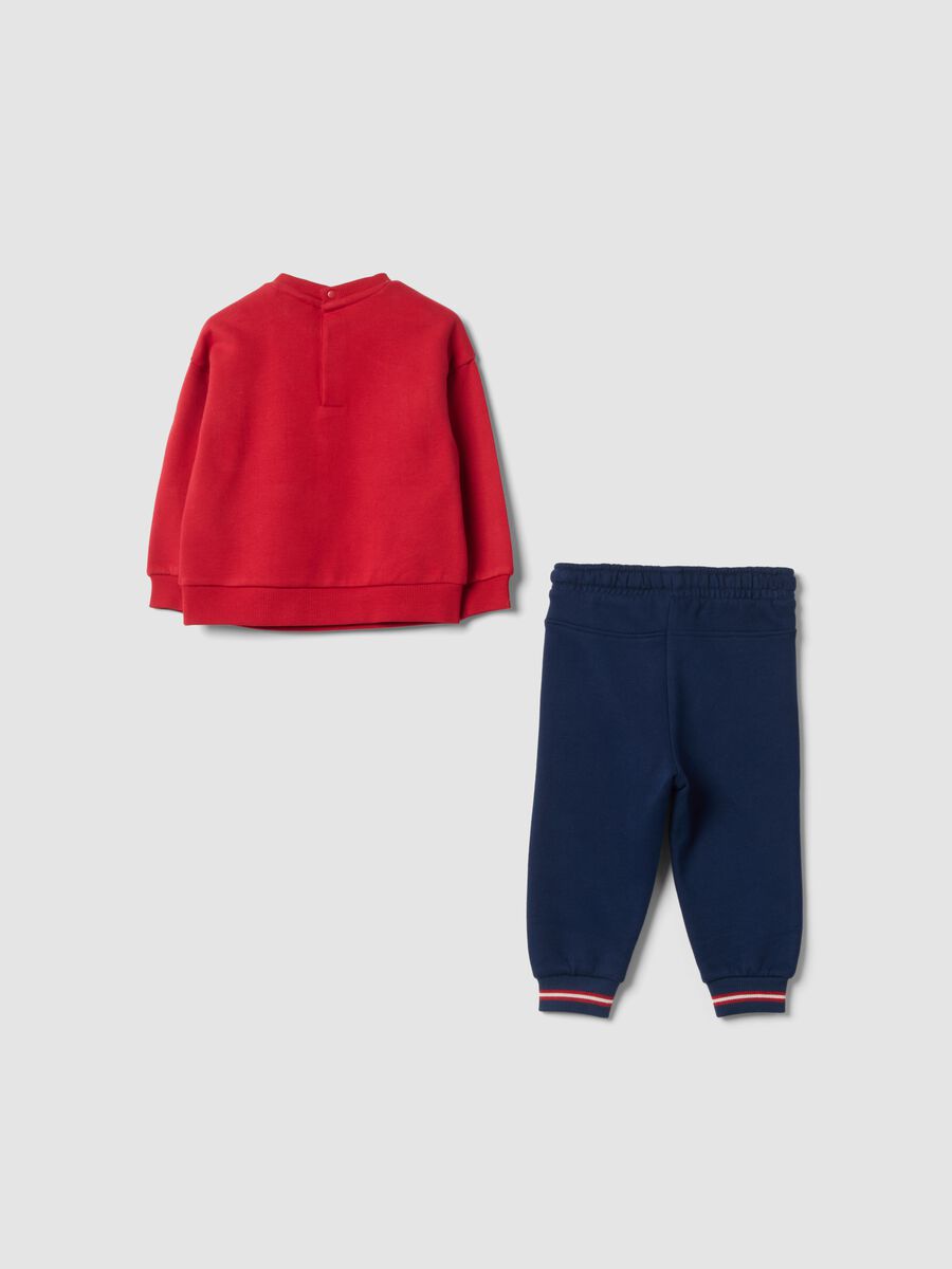 Completo jogging rosso in puro cotone organico con stampa Looney Tunes_1