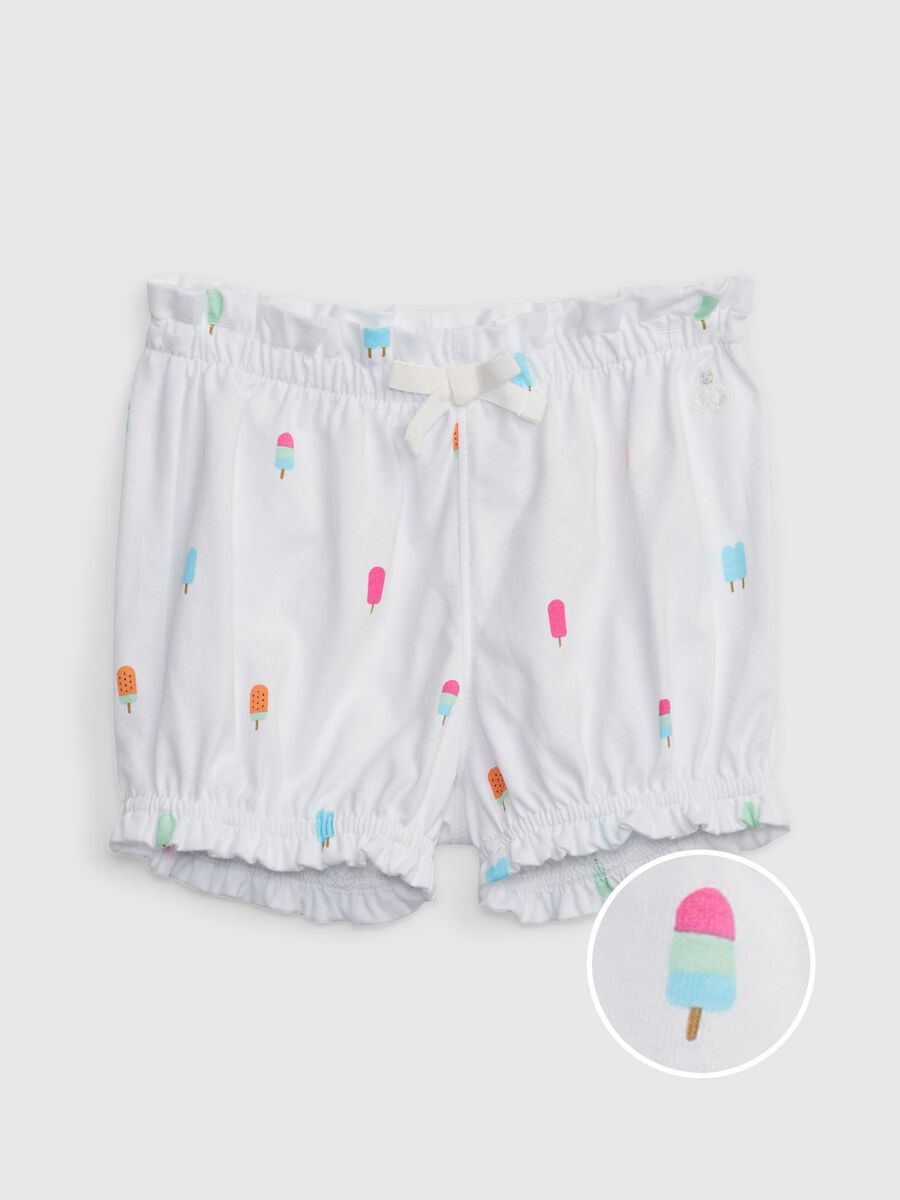 Cotton shorts with print and embroidery_0