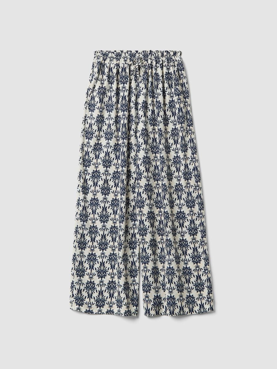White pure viscose patterned trousers, regular fit_4