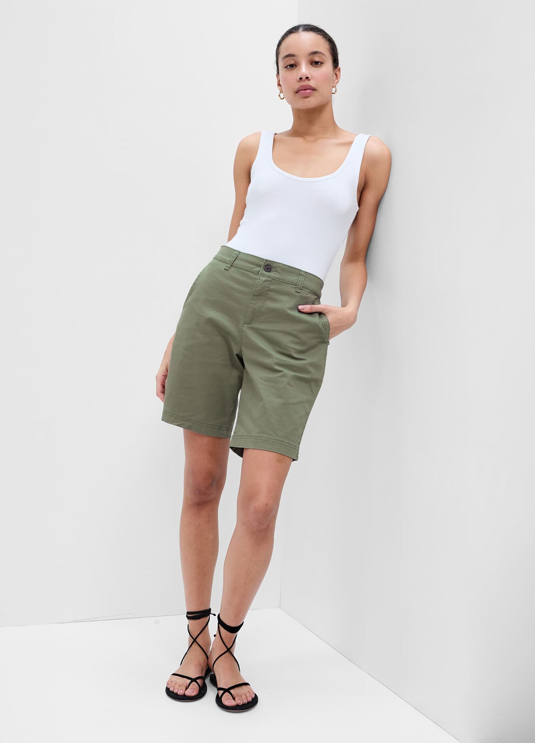 Chino Bermuda shorts in stretch cotton canvas