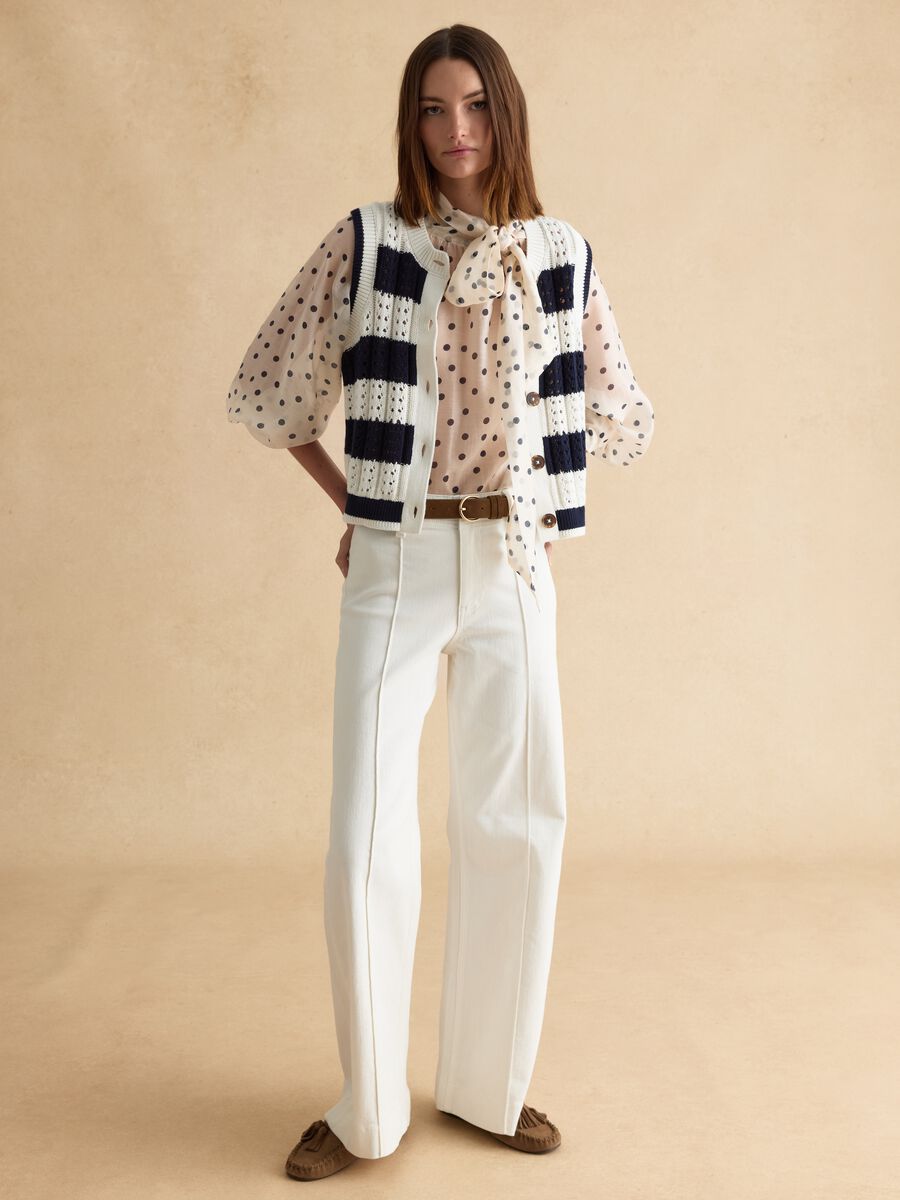 Multicolour striped pure cotton waistcoat regular fit_1