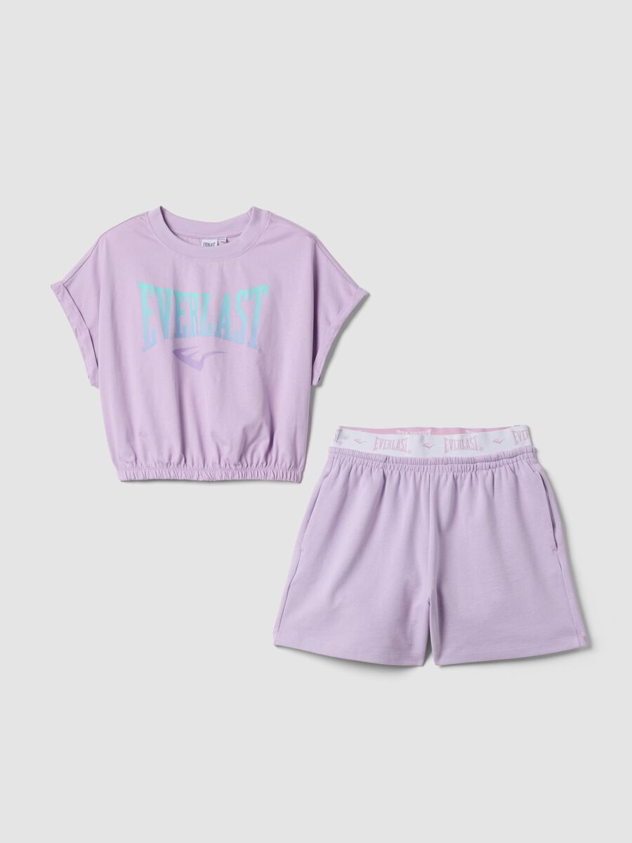 Completo viola in puro cotone con t-shirt e shorts_0