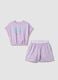 Purple pure cotton set with T-shirt and shorts_0