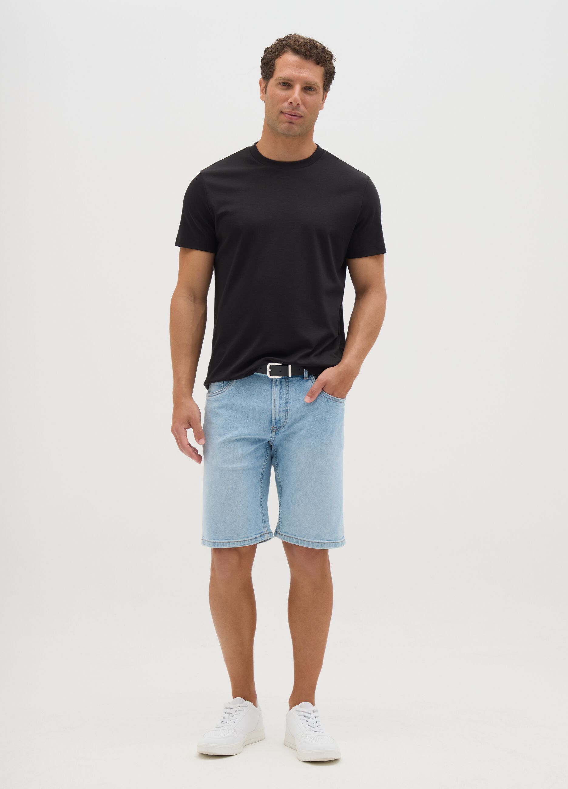 Men's Slim Fit Blue Denim Bermuda Shorts