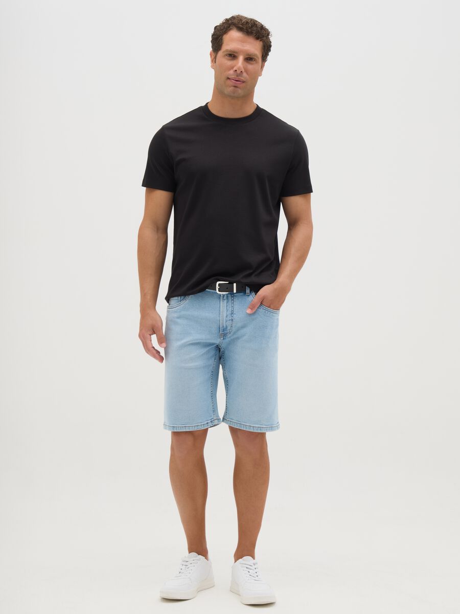 Bermuda da uomo in denim blu slim fit_0