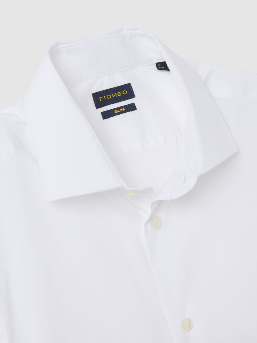White slim fit cotton blend shirt_5