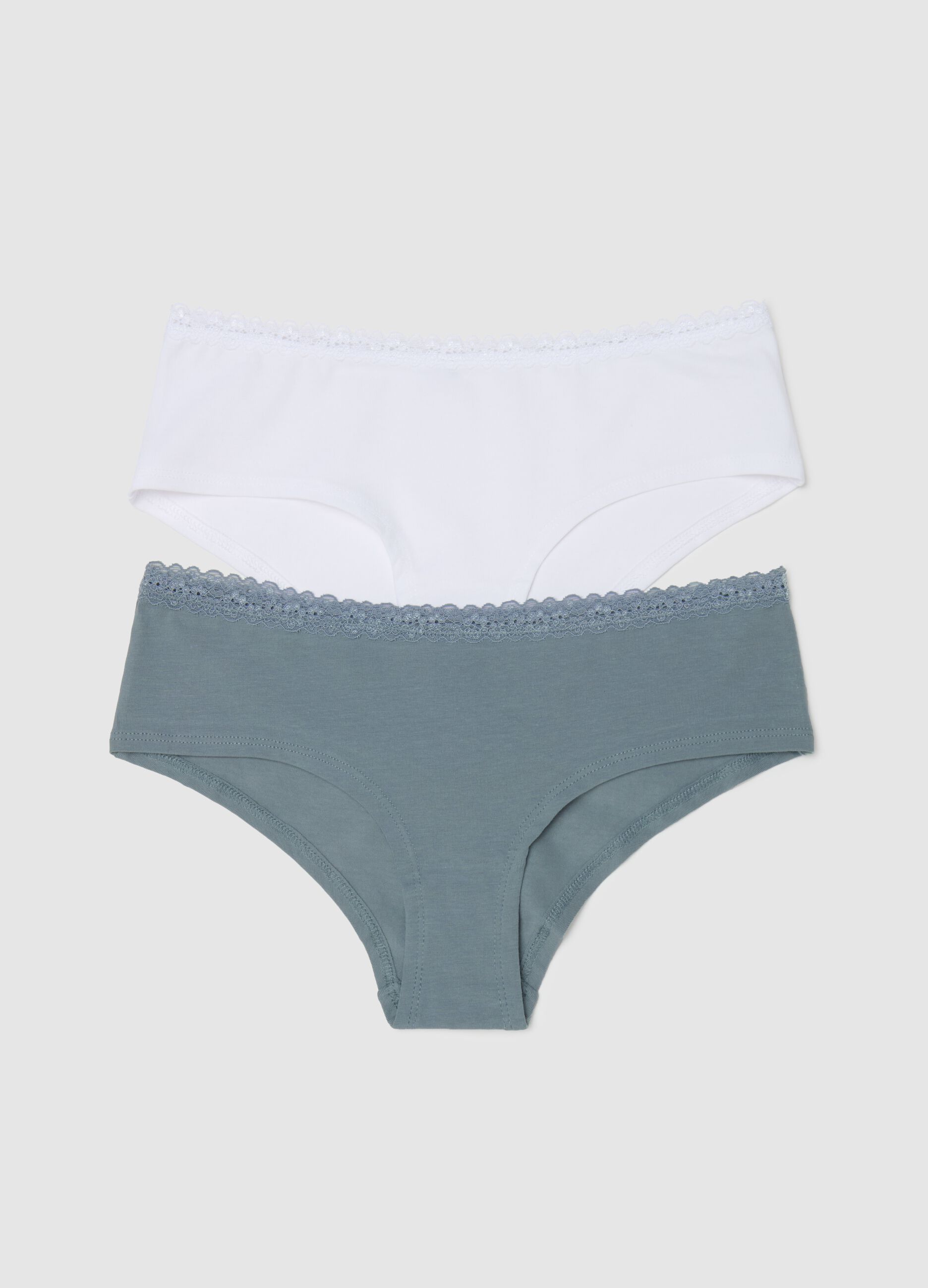 Two-pack French knickers with lace trim