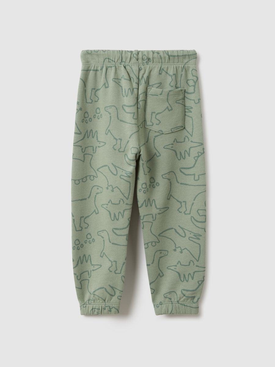 Green pure cotton children's trousers regular fit with prints_1