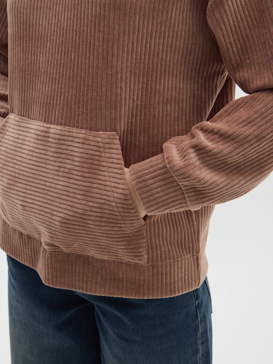 Brown cotton blend hoodie with regular fit_3