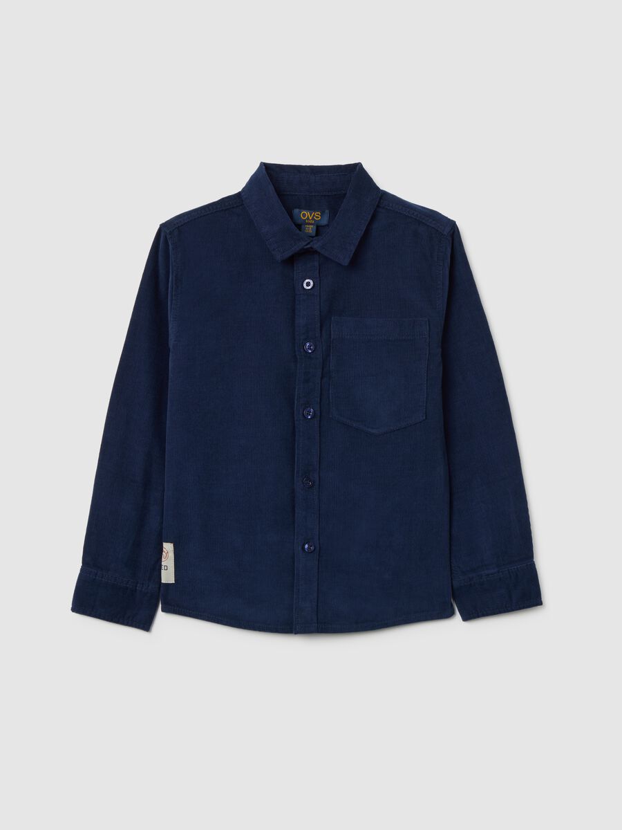 Blue pure cotton children's shirt regular fit_0