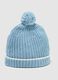 Blue baby hat with pompom and striped details_2