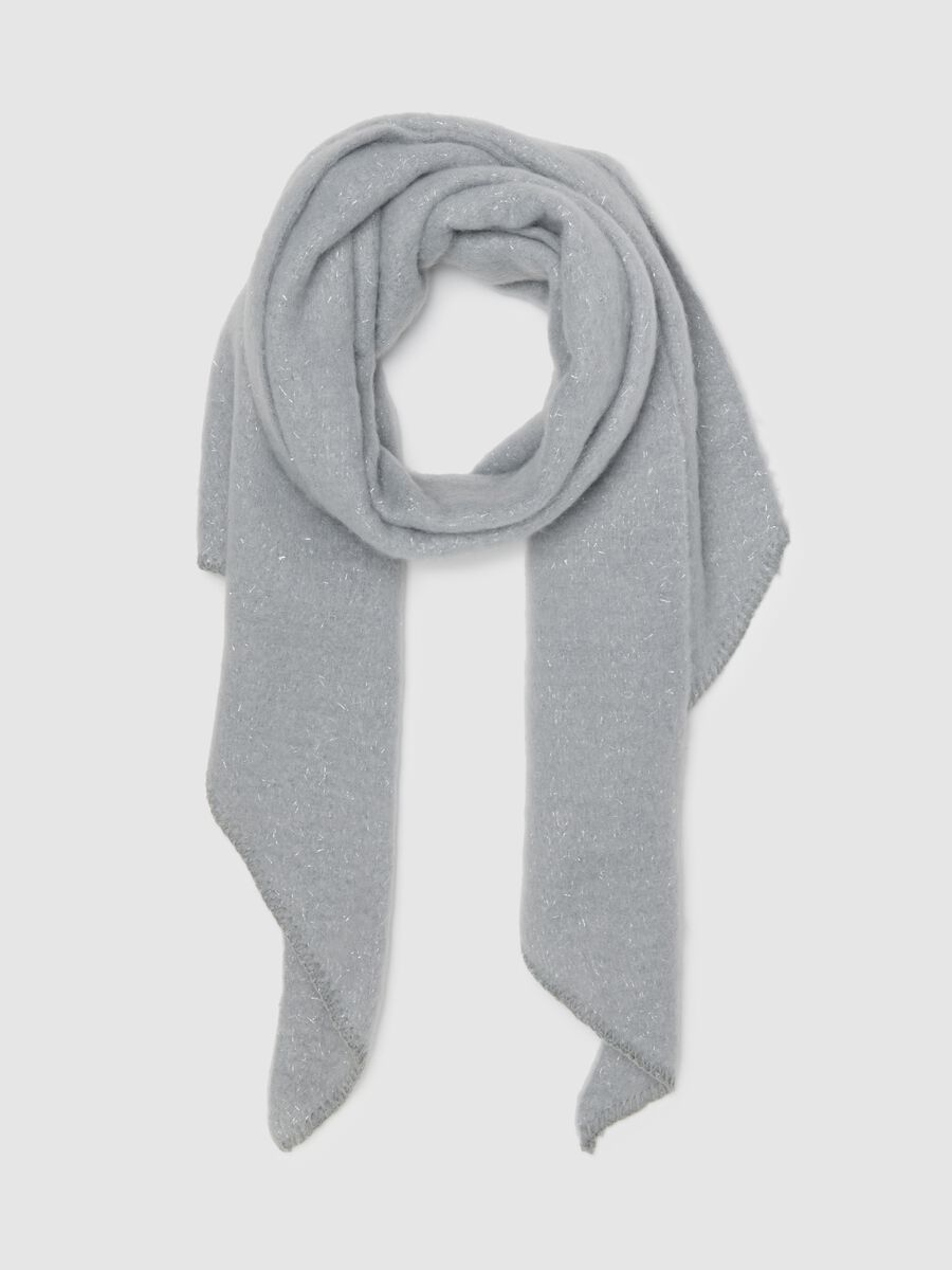 Grey scarf with metallic threads_0