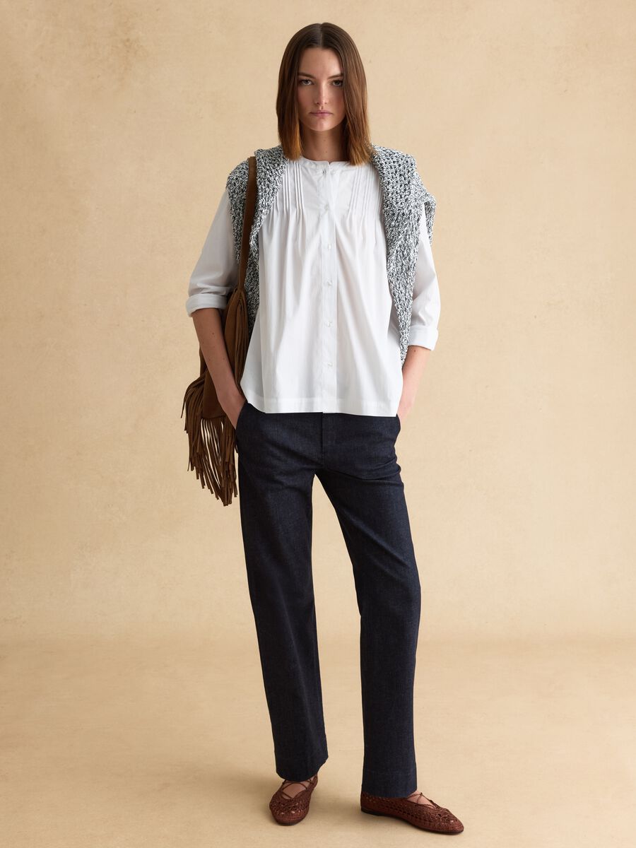 Blue Slim Fit Cotton Blend Chino Trousers_0